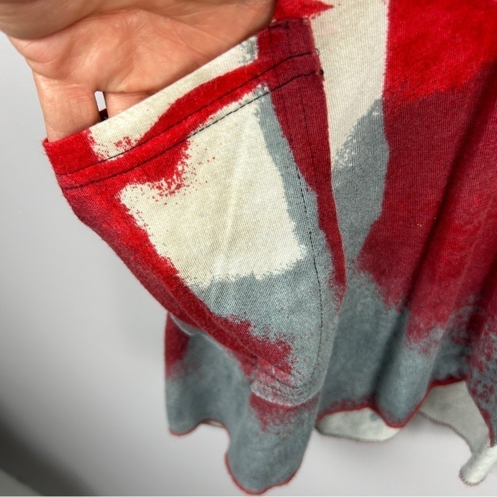 Parsley & Sage Boho Art to Wear Open Front Vest Medium White Red - Picture 9 of 13